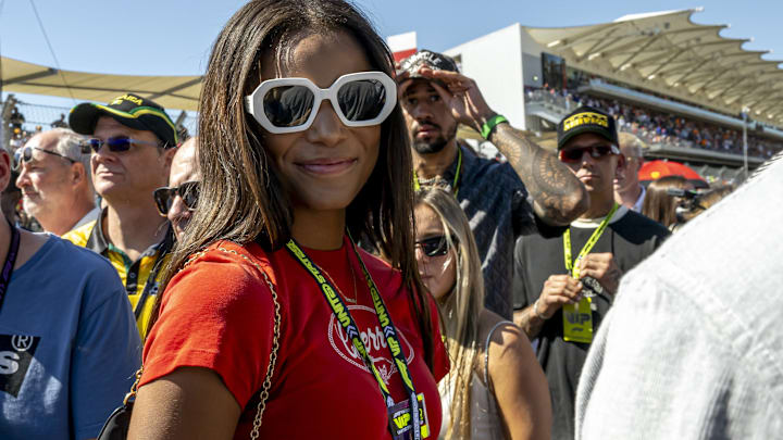 Gabby Thomas at the Formula 1 United States of America Grand Prix.