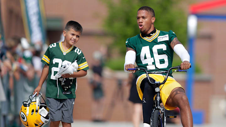 Green Bay Packers cornerback Tyron Herring participates in the Dream Drive bicycle ride at training camp. Green Bay Packers cornerback Tyron Herring participates in the Dream Drive bicycle ride at training camp.