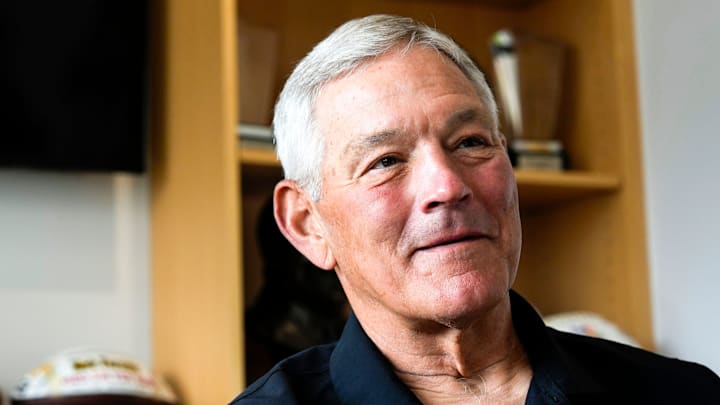 Iowa head football coach Kirk Ferentz is pictured June 27, 2025 in Iowa City, Iowa.