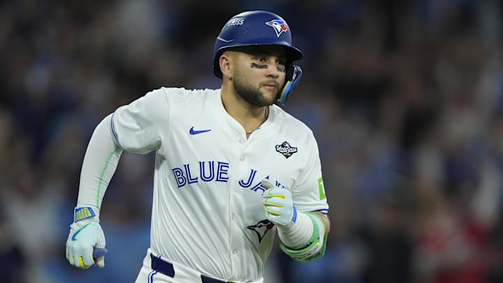 Nov 1, 2025; Toronto, Ontario, CAN; Toronto Blue Jays designated hitter Bo Bichette (11).