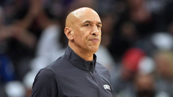 Apr 3, 2026; Sacramento, California, USA; Sacramento Kings head coach Doug Christie during the first quarter against the New Orleans Pelicans at Golden 1 Center. Mandatory Credit: Darren Yamashita-Imagn Images