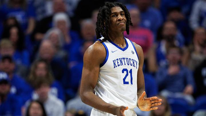 Jan 7, 2026; Lexington, Kentucky, USA; Kentucky Wildcats forward Jayden Quaintance (21) reacts after a play during the second half against the Missouri Tigers at Rupp Arena at Central Bank Center. Mandatory Credit: Jordan Prather-Imagn Images Jan 7, 2026; Lexington, Kentucky, USA; Kentucky Wildcats forward Jayden Quaintance (21) reacts after a play during the second half against the Missouri Tigers at Rupp Arena at Central Bank Center. Mandatory Credit: Jordan Prather-Imagn Images