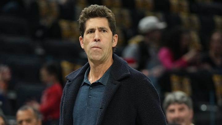 Dec 25, 2022; San Francisco, California, USA; Golden State Warriors president Bob Myers before the game against the Memphis Grizzlies at Chase Center. Mandatory Credit: Darren Yamashita-Imagn Images Dec 25, 2022; San Francisco, California, USA; Golden State Warriors president Bob Myers before the game against the Memphis Grizzlies at Chase Center. Mandatory Credit: Darren Yamashita-Imagn Images