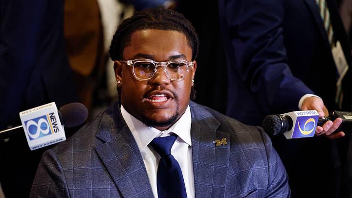 Jul 30, 2026; Chicago, IL, USA; Michigan Football student-athlete Trey Pierce speaks during Big Ten Media Days at Hilton Chicago. Mandatory Credit: Kamil Krzaczynski-Imagn Images Jul 30, 2026; Chicago, IL, USA; Michigan Football student-athlete Trey Pierce speaks during Big Ten Media Days at Hilton Chicago. Mandatory Credit: Kamil Krzaczynski-Imagn Images