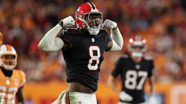 Pitts caught six passes for 111 yards and two touchdowns in the first half.