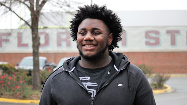 2020 three-star offensive tackle Richie Leonard at FSU junior day on Feb. 2, 2019

Img 0612