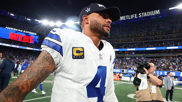 Dallas Cowboys quarterback Dak Prescott (4) walks off the field after a loss to New York Giants in the game at MetLife Stadium. Mandatory Credit: Vincent Carchietta-Imagn Images Dallas Cowboys quarterback Dak Prescott (4) walks off the field after a loss to New York Giants in the game at MetLife Stadium. Mandatory Credit: Vincent Carchietta-Imagn Images