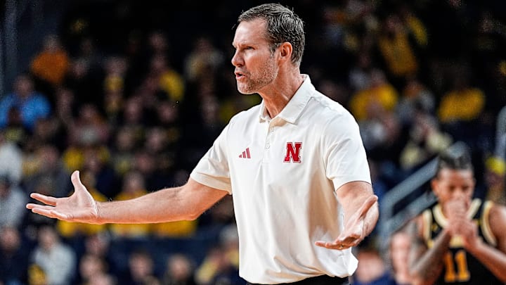 Nebraska head coach Fred Hoiberg reacts to a play against Michigan during the first half at Crisler Center in Ann Arbor on Tuesday, Jan. 27, 2026.
