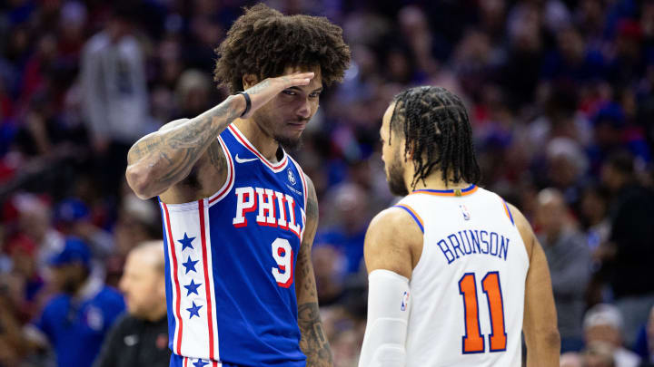 Apr 25, 2024; Philadelphia, Pennsylvania, USA; Philadelphia 76ers guard Kelly Oubre Jr. (9) 