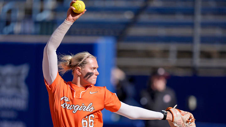 Oklahoma State starting pitcher Ruby Meylan.
