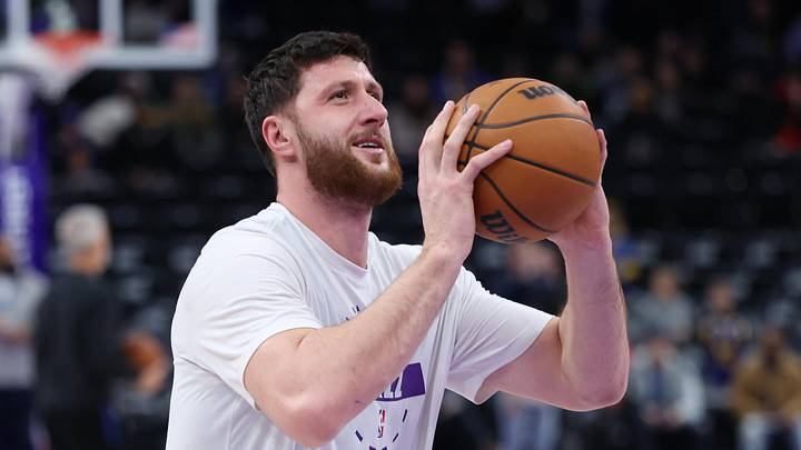 Jan 28, 2026; Salt Lake City, Utah, USA;  Utah Jazz center Jusuf Nurkic (30) warms up before the game against the Golden State Warriors at Delta Center. Mandatory Credit: Rob Gray-Imagn Images