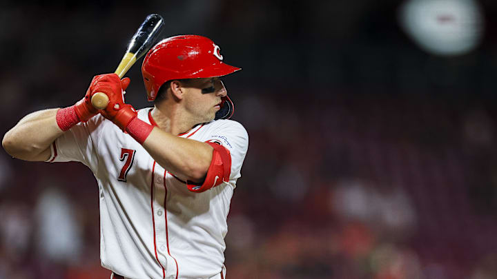 Cincinnati Reds outfielder Spencer Steer (7)
