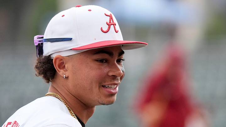 May 29, 2026; Tuscaloosa, AL, USA; Alabama shortstop Justin Lebron (1) smiles as he warms up before the Tuscaloosa NCAA Regional baseball game between Alabama and Alabama State in Sewell-Thomas Stadium. May 29, 2026; Tuscaloosa, AL, USA; Alabama shortstop Justin Lebron (1) smiles as he warms up before the Tuscaloosa NCAA Regional baseball game between Alabama and Alabama State in Sewell-Thomas Stadium.