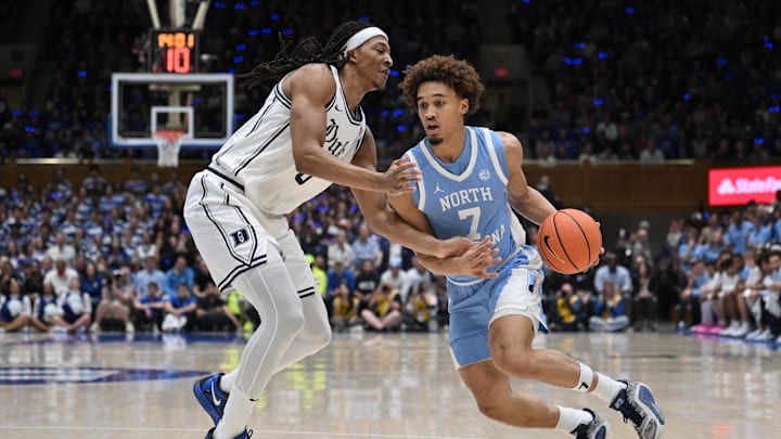 Duke basketball forward Maliq Brown versus UNC Duke basketball forward Maliq Brown versus UNC
