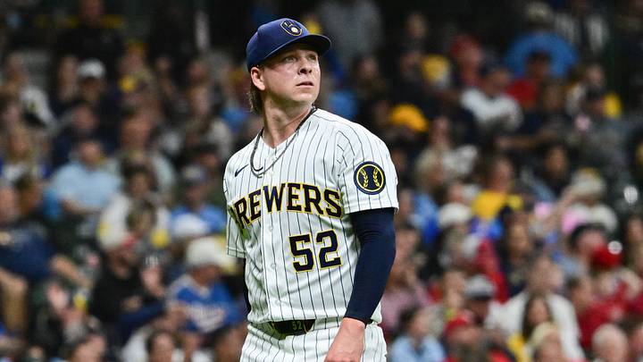 Sep 26, 2026; Milwaukee, Wisconsin, USA;  Milwaukee Brewers pitcher Kyle Harrison (52) walks back to the dugout in the fifth inning after pitching two scoreless innings at American Family Field.  Mandatory Credit: Benny Sieu-Imagn Images