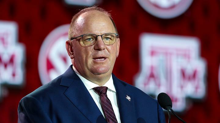 Texas A&M Aggies head coach Mike Elko speaks to the press during SEC Football Kickoff Media Day at the Tampa Marriott. Texas A&M Aggies head coach Mike Elko speaks to the press during SEC Football Kickoff Media Day at the Tampa Marriott.