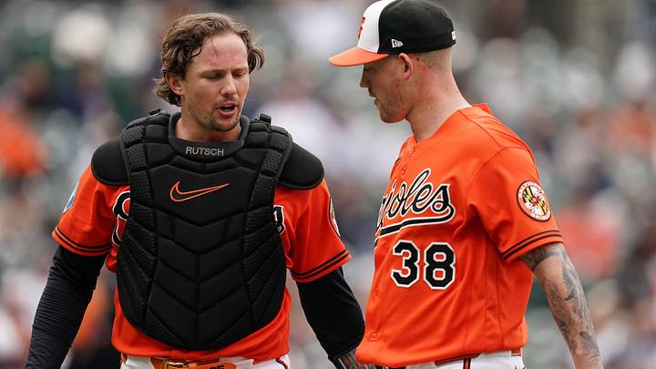 May 13, 2026; Baltimore, Maryland, USA; Baltimore Orioles pitcher Kyle Bradish (38) greeted by catcher Adley Rutschman (35) at the end of the sixth inning against the New York Yankees at Oriole Park at Camden Yards. Mandatory Credit: Mitch Stringer-Imagn Images May 13, 2026; Baltimore, Maryland, USA; Baltimore Orioles pitcher Kyle Bradish (38) greeted by catcher Adley Rutschman (35) at the end of the sixth inning against the New York Yankees at Oriole Park at Camden Yards. Mandatory Credit: Mitch Stringer-Imagn Images