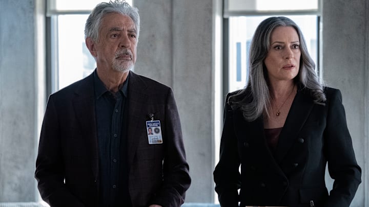 CRIMINAL MINDS: EVOLUTION- "What Doesn’t Kill Us…” Joe Mantegna as David Rossi and Paget Brewster as Emily Prentiss in Criminal Minds: Evolution, episode 7, season 16 streaming on Paramount+, 2023. CREDIT: Michael Yarish /Paramount+ © 2022 ABC Studios Inc. and CBS Studios Inc. All Rights Reserved.