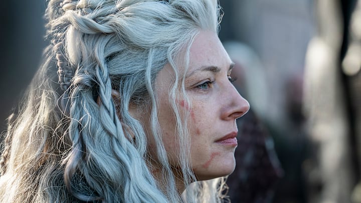 Lagertha (Katheryn Winnick) from HISTORY's "Vikings." Two-hour season six premiere airs Wed. December 4 at 9PM ET/PT.. Photo by Jonathan Hession.. Copyright 2019
