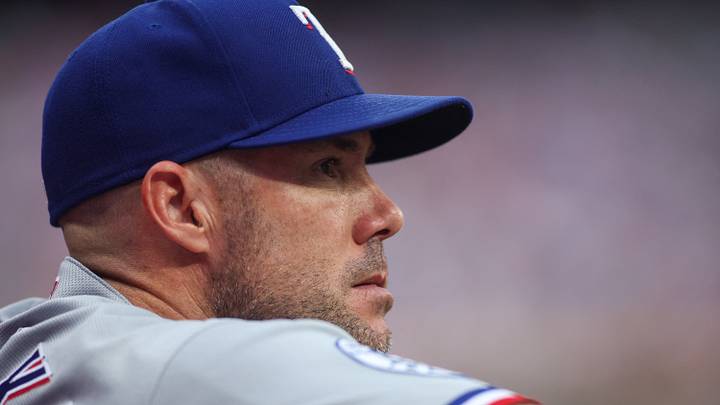Rangers manager Skip Schumaker (55) in the dugout against the Braves. Credit: Brett Davis-Imagn Rangers manager Skip Schumaker (55) in the dugout against the Braves. Credit: Brett Davis-Imagn