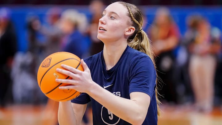 UConn Huskies guard Paige Bueckers during practice.