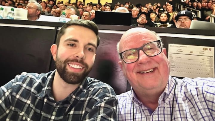 On SI writers Jack Ankony (left) and Tom Brew in the press box at an Indiana-Purdue basketball game in 2025. Ankony is the new ''Chicago White Sox on SI'' beat writer.