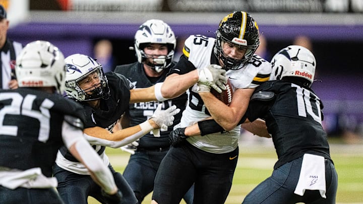 Southeast Polk's Teague Cantrall fights for yardage vs. Iowa City Liberty in the state semifinals. Southeast Polk's Teague Cantrall fights for yardage vs. Iowa City Liberty in the state semifinals.