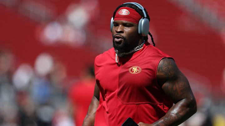 Sep 27, 2026; Santa Clara, California, USA;  San Francisco 49ers linebacker Dre Greenlaw (57) practices before the game at Levi's Stadium.  Mandatory Credit: Sergio Estrada-Imagn Images