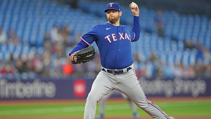 Sep 13, 2023; Toronto, Ontario, CAN; Texas Rangers starting pitcher Jordan Montgomery (52) throws a