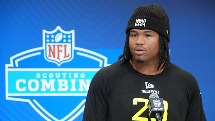 Feb 26, 2025; Indianapolis, IN, USA; Mississippi defensive lineman Walter Nolen (DL23) during the 2025 NFL Scouting Combine at the Indiana Convention Center. Mandatory Credit: Kirby Lee-Imagn Images