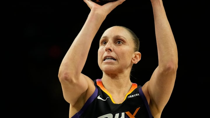 Phoenix Mercury guard Diana Taurasi (3) shoots a free throw against the Los Angeles Sparks during the third quarter on Sunday, June 2, 2024, at Footprint Center in Phoenix.