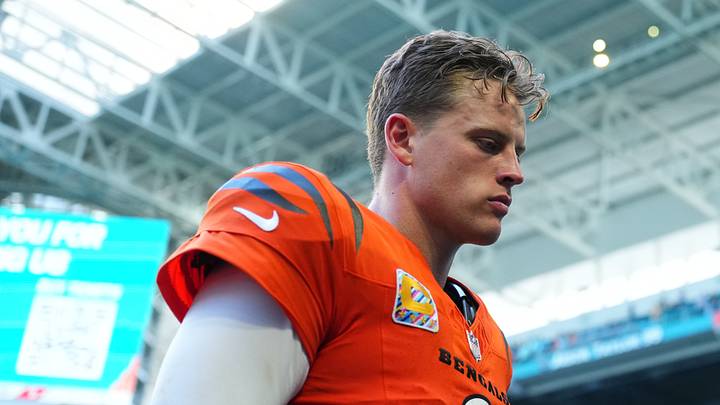 Oct 11, 2026; Miami Gardens, Florida, USA; Cincinnati Bengals quarterback Joe Burrow (9) walks off the field after the game against the Miami Dolphins at Hard Rock Stadium. Mandatory Credit: Rich Storry-Imagn Images Oct 11, 2026; Miami Gardens, Florida, USA; Cincinnati Bengals quarterback Joe Burrow (9) walks off the field after the game against the Miami Dolphins at Hard Rock Stadium. Mandatory Credit: Rich Storry-Imagn Images