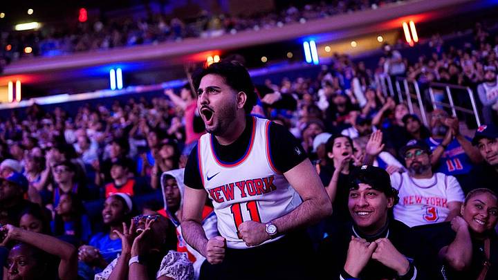 Knicks fans gathered en masse across the city—including at Madison Square Garden—watch Game 1 of their NBA Finals series with the Spurs.
