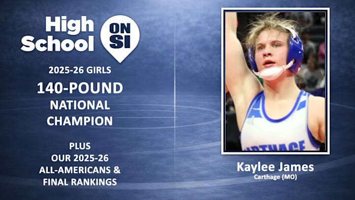 Carthage (MO) sophomore Kaylee James is the 2025-26 High School 140-Pound Girls National Wrestling Champion.