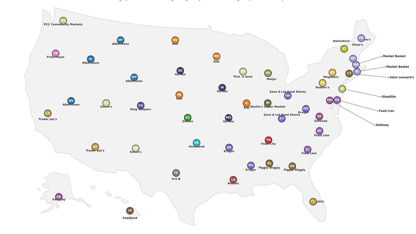 The Most Popular Grocery Store in Every State, Mapped