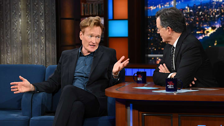 The Late Show with Stephen Colbert and guest Conan O'Brien during Monday’s September 29, 2025 show