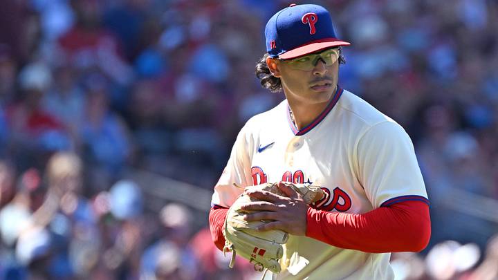 Sep 7, 2026; Philadelphia, Pennsylvania, USA; Philadelphia Phillies pitcher Jesús Luzardo (44) walks off the kind after the sixth inning against the Atlanta Braves at Citizens Bank Park. Mandatory Credit: Eric Hartline-Imagn Images Sep 7, 2026; Philadelphia, Pennsylvania, USA; Philadelphia Phillies pitcher Jesús Luzardo (44) walks off the kind after the sixth inning against the Atlanta Braves at Citizens Bank Park. Mandatory Credit: Eric Hartline-Imagn Images