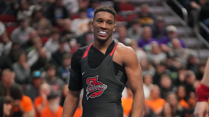Fort Dodge's Dreshaun Ross, who won the 3A-215 final on Feb. 17, 2024, at Wells Fargo Arena, is ranked No. 2 in the nation at 215 pounds.