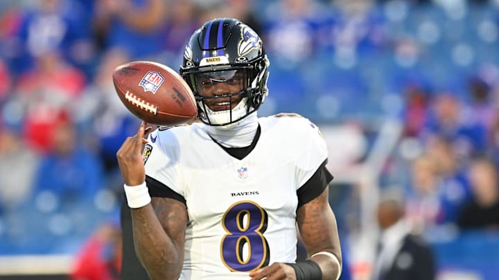 Ravens quarterback Lamar Jackson was involved in an incident with a Bills fan during Sunday night's game.