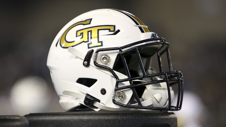 A Georgia Tech helmet in 2019. A Georgia Tech helmet in 2019.