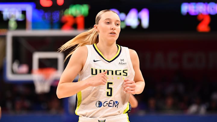Dallas Wings guard Paige Bueckers (5) is seen during the first half against the Chicago Sky at the Wintrust Arena.