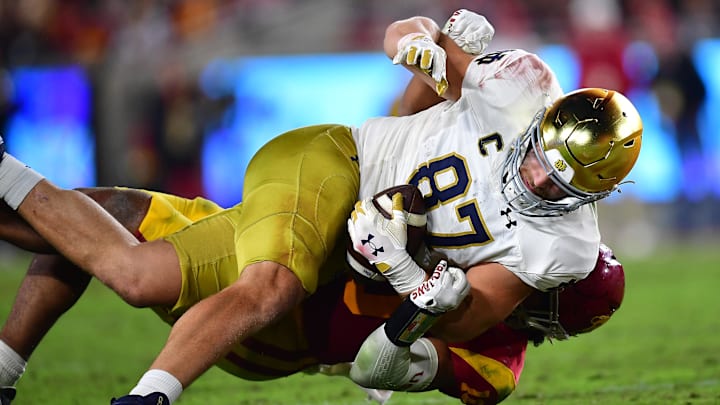 Nov 26, 2022; Los Angeles, California, USA; Notre Dame Fighting Irish tight end Michael Mayer (87)