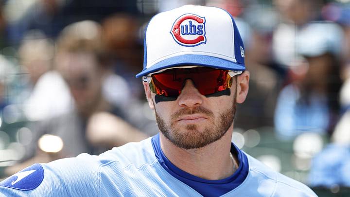 May 22, 2026; Chicago, Illinois, USA; Chicago Cubs left fielder Ian Happ (8) looks on from the dugout before a baseball game against the Houston Astros at Wrigley Field. Mandatory Credit: Kamil Krzaczynski-Imagn Images May 22, 2026; Chicago, Illinois, USA; Chicago Cubs left fielder Ian Happ (8) looks on from the dugout before a baseball game against the Houston Astros at Wrigley Field. Mandatory Credit: Kamil Krzaczynski-Imagn Images