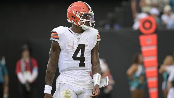 Sep 13, 2026; Jacksonville, Florida, USA; Cleveland Browns quarterback Deshaun Watson (4) in the third quarter against the Jacksonville Jaguars rat EverBank Stadium. Mandatory Credit: Melina Myers-Imagn Images Sep 13, 2026; Jacksonville, Florida, USA; Cleveland Browns quarterback Deshaun Watson (4) in the third quarter against the Jacksonville Jaguars rat EverBank Stadium. Mandatory Credit: Melina Myers-Imagn Images