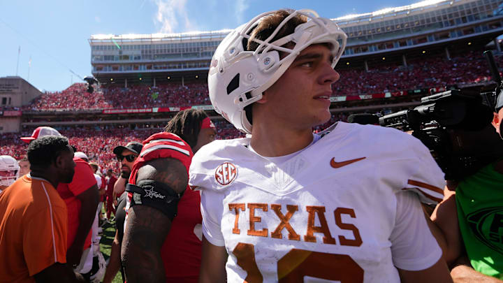 Texas Longhorns quarterback Arch Manning (16) leaves the field following the NCAA football game against the Ohio State Buckeyes at Ohio Stadium on Aug. 30, 2025. Ohio State won 14-7. Texas Longhorns quarterback Arch Manning (16) leaves the field following the NCAA football game against the Ohio State Buckeyes at Ohio Stadium on Aug. 30, 2025. Ohio State won 14-7.