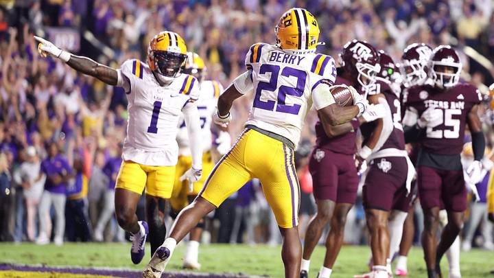 Harlem Berry celebrates a touchdown against Texas A&M in 2025 Harlem Berry celebrates a touchdown against Texas A&M in 2025
