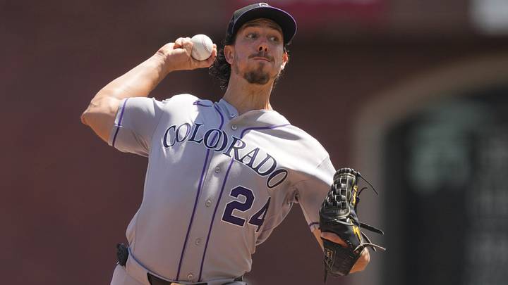 Aug 15, 2026; San Francisco, California, USA; Colorado Rockies starting pitcher Michael Lorenzen (24) throws a pitch against the San Francisco Giants during the first inning at Oracle Park. Mandatory Credit: Darren Yamashita-Imagn Images Aug 15, 2026; San Francisco, California, USA; Colorado Rockies starting pitcher Michael Lorenzen (24) throws a pitch against the San Francisco Giants during the first inning at Oracle Park. Mandatory Credit: Darren Yamashita-Imagn Images
