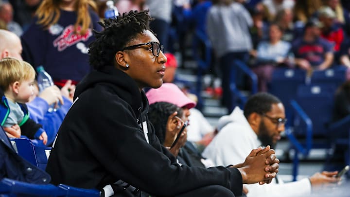Recruit Dooney Johnson takes in the action at Gonzaga’s matchup against Western Oregon.