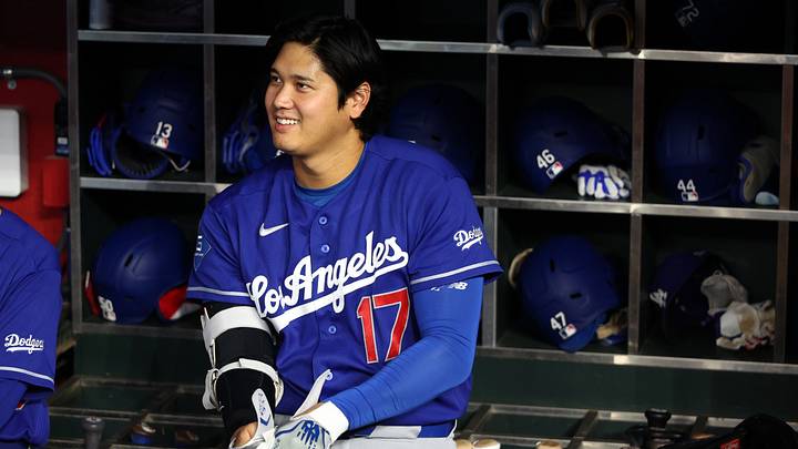 Aug 9, 2026; Phoenix, Arizona, USA; Los Angeles Dodgers designated hitter Shohei Ohtani (17) against the Arizona Diamondbacks at Chase Field. Mandatory Credit: Mark J. Rebilas-Imagn Images