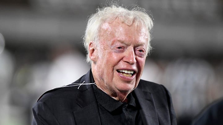 Nike co-founder Phil Knight attends the Texas Tech-Oregon nonconference football game Sept. 9, 2023, at Jones AT&T Stadium.